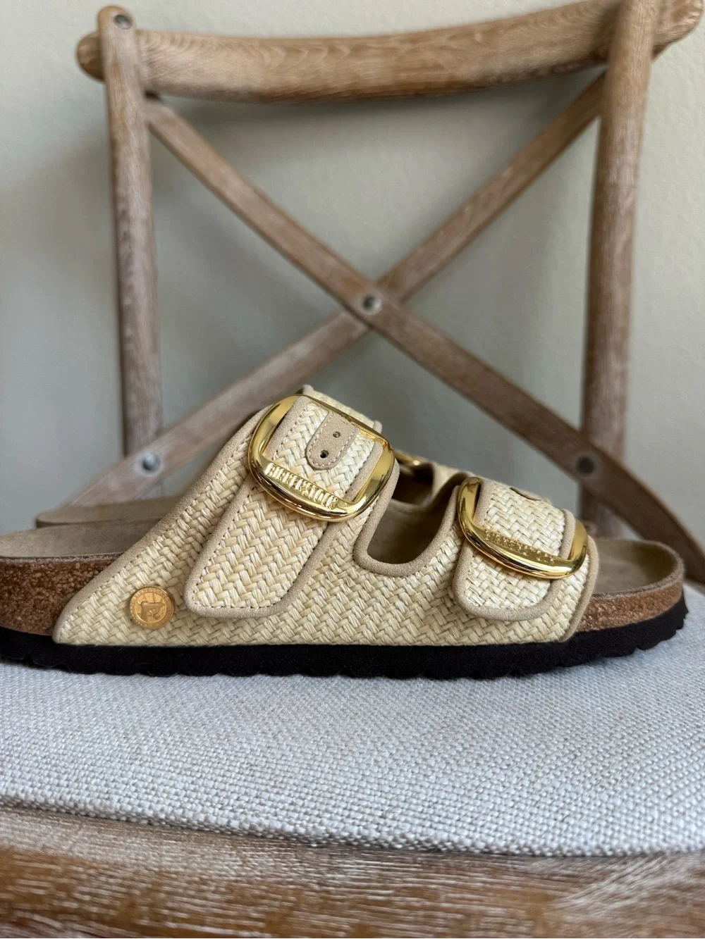 Birkenstock Arizona Raffia Big Buckle Sandals - Picture 4 of 7